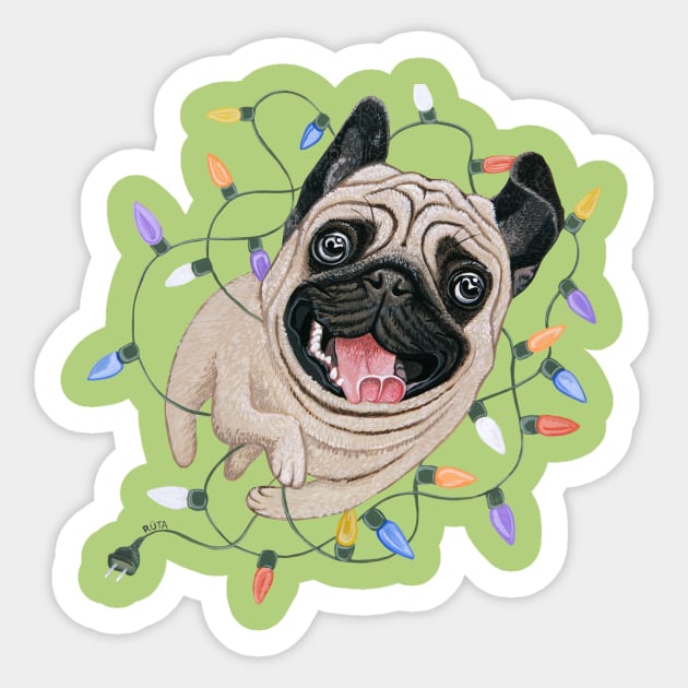 Pug Dog Sticker by ruta13art